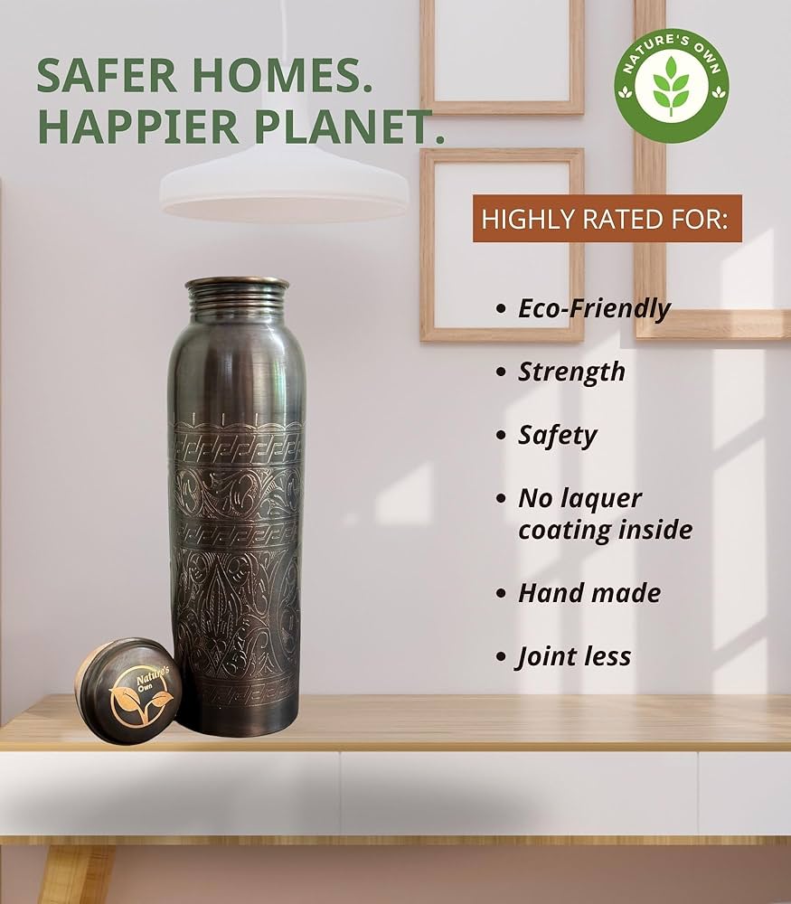 Amazon.com: Real Copper Ayurvedic Water Bottle Large, Leak